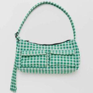 BAGGU Cargo Shoulder Bag - Green Gingham NWT✨